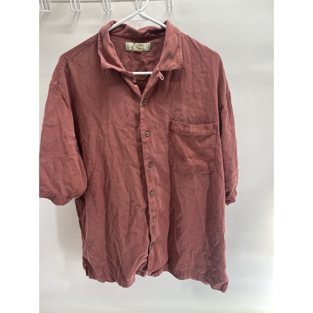 Tommy Bahama Terracotta Silk Short Sleeve Button Up Shirt Men's Hawaiian Large